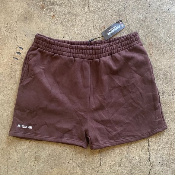 🆕 Pretty Little Thing Brown Sweat Shorts X-Large - Picture 1 of 5